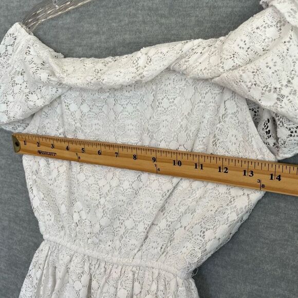 Abercrombie & Fitch Crochet Lace Dress Womens XS Off The Shoulder Bardot White - Picture 6 of 10